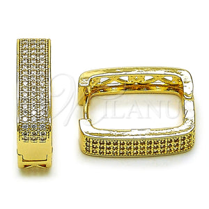 Gold Filled Hoop Earrings — Huggie Hoop with White Micro Pave Polished 02. — main product view — SKU 157704 | Oro Laminado aretes de aro — Huggie Hoop with blanco Micro Pave pulido 02. — SKU 157704