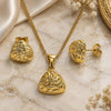 Oro Laminado Earring and Pendant Adult Set, Gold Filled Style Polished, Golden Finish, 10.342.0212