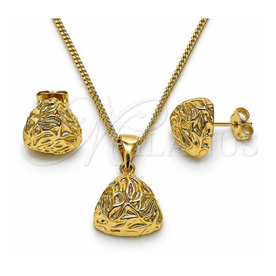 Oro Laminado Earring and Pendant Adult Set, Gold Filled Style Polished, Golden Finish, 10.342.0212