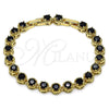 Oro Laminado Fancy Bracelet, Gold Filled Style Cluster Design, with Black Cubic Zirconia, Polished, Golden Finish, 03.283.0441.1.07