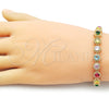 Oro Laminado Fancy Bracelet, Gold Filled Style Cluster Design, with Multicolor Cubic Zirconia, Polished, Golden Finish, 03.283.0441.2.08