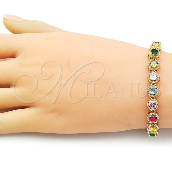 Gold Filled Bracelet — Fancy Bracelet Cluster Design with Multicolor Cubic Zirconia — alternate product view — SKU 157730 | Oro Laminado brazalete — elegante Bracelet Cluster diseño with Multicolor Cubic Zirconia — SKU 157730