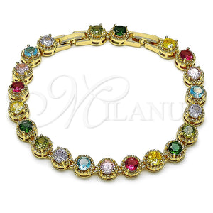 Gold Filled Bracelet — Fancy Bracelet Cluster Design with Multicolor Cubic Zirconia — main product view — SKU 157730 | Oro Laminado brazalete — elegante Bracelet Cluster diseño with Multicolor Cubic Zirconia — SKU 157730