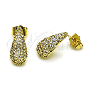 Gold Filled Ring — Stud Earring Teardrop Design with White Cubic Zirconia — main product view — SKU 157741 | Oro Laminado anillo — Stud Earring Teardrop diseño with blanco Cubic Zirconia — SKU 157741
