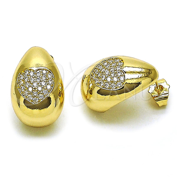 Gold Filled Ring — Stud Earring Teardrop and Heart Design with White — main product view — SKU 157743 | Oro Laminado anillo — Stud Earring Teardrop and corazón diseño with blanco — SKU 157743