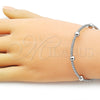 Rhodium Gold Filled Individual Bangle, Ball Design, with White Cubic Zirconia, Polished, Rhodium Finish, 07.421.0001.1 (06 MM Thickness, One size fits all)