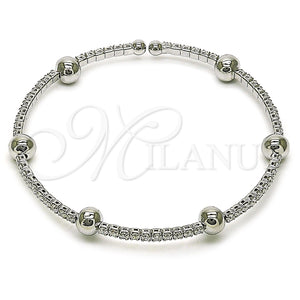 White Gold Filled Jewelry — Individual Bangle Ball Design with White Cubic Zirconia — main product view — SKU 157760 | Oro Laminado Blanco joyería — Individual Bangle Ball diseño with blanco Cubic Zirconia — SKU 157760