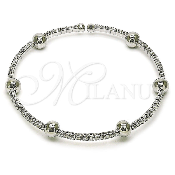 White Gold Filled Jewelry — Individual Bangle Ball Design with White Cubic Zirconia — main product view — SKU 157760 | Oro Laminado Blanco joyería — Individual Bangle Ball diseño with blanco Cubic Zirconia — SKU 157760