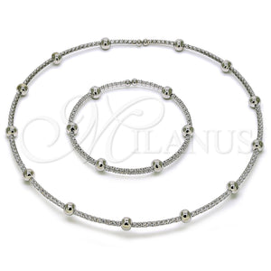 White Gold Filled Bracelet — Necklace and Bracelet Ball Design with White Cubic — main product view — SKU 157762 | Oro Laminado Blanco brazalete — Necklace and Bracelet Ball diseño with blanco Cubic — SKU 157762