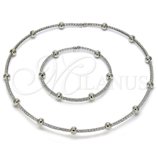 White Gold Filled Bracelet — Necklace and Bracelet Ball Design with White Cubic — main product view — SKU 157762 | Oro Laminado Blanco brazalete — Necklace and Bracelet Ball diseño with blanco Cubic — SKU 157762