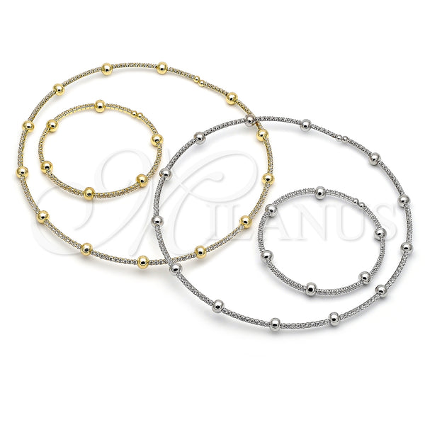 White Gold Filled Bracelet — Necklace and Bracelet Ball Design with White Cubic — alternate product view — SKU 157762 | Oro Laminado Blanco brazalete — Necklace and Bracelet Ball diseño with blanco Cubic — SKU 157762