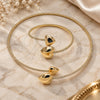 Oro Laminado Necklace and Bracelet, Gold Filled Style Heart Design, with White Cubic Zirconia, Polished, Golden Finish, 06.421.0003