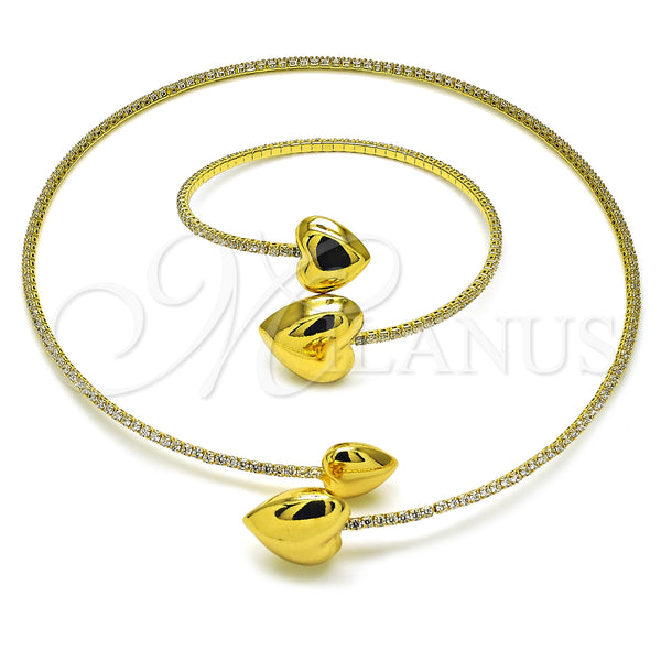 Gold Filled Bracelet — Necklace and Bracelet Heart Design with White Cubic — main product view — SKU 157769 | Oro Laminado brazalete — Necklace and Bracelet corazón diseño with blanco Cubic — SKU 157769