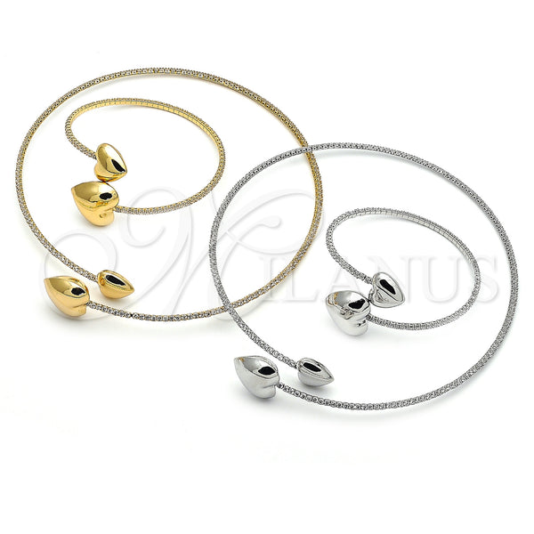 Gold Filled Bracelet — Necklace and Bracelet Heart Design with White Cubic — alternate product view — SKU 157769 | Oro Laminado brazalete — Necklace and Bracelet corazón diseño with blanco Cubic — SKU 157769
