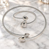 White Gold Filled Necklace and Bracelet, Heart Design, with White Cubic Zirconia, Polished, Rhodium Finish, 06.421.0003.1