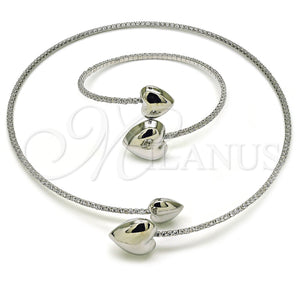 White Gold Filled Bracelet — Necklace and Bracelet Heart Design with White Cubic — main product view — SKU 157770 | Oro Laminado Blanco brazalete — Necklace and Bracelet corazón diseño with blanco Cubic — SKU 157770