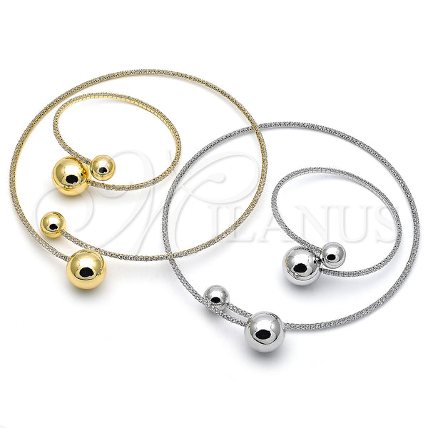 Gold Filled Bracelet — Necklace and Bracelet Ball Design with White Cubic — alternate product view — SKU 157773 | Oro Laminado brazalete — Necklace and Bracelet Ball diseño with blanco Cubic — SKU 157773