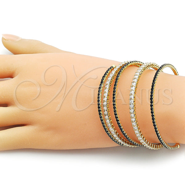 Gold Filled Jewelry — Individual Bangle Baguette Design with Black and White — alternate product view — SKU 157776 | Oro Laminado joyería — Individual Bangle Baguette diseño with negro and blanco — SKU 157776