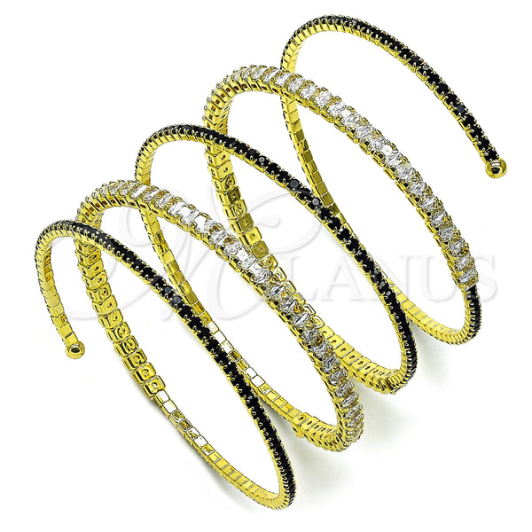 Gold Filled Jewelry — Individual Bangle Baguette Design with Black and White — main product view — SKU 157776 | Oro Laminado joyería — Individual Bangle Baguette diseño with negro and blanco — SKU 157776