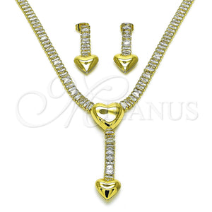 Gold Filled Ring — Necklace and Earring Heart and Baguette Design with — main product view — SKU 157778 | Oro Laminado anillo — Necklace and Earring corazón and Baguette diseño with — SKU 157778