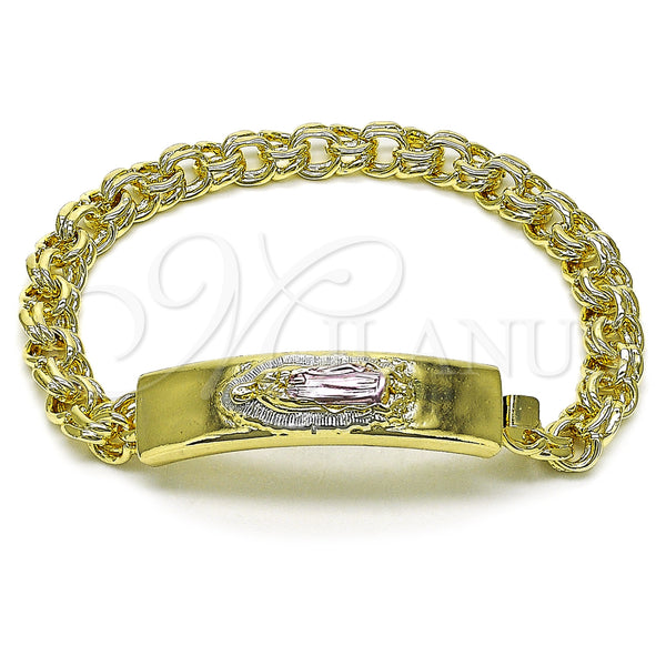 Gold Filled Bracelet — ID Bracelet Guadalupe Design Polished Tricolor 03. 12 — main product view — SKU 157799 | Oro Laminado brazalete — ID Bracelet Guadalupe diseño pulido Tricolor 03. 12 — SKU 157799