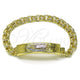 Oro Laminado ID Bracelet, Gold Filled Style Guadalupe Design, Polished, Tricolor, 03.120.0012.08 (12 MM Thickness, 9 Inches Length)