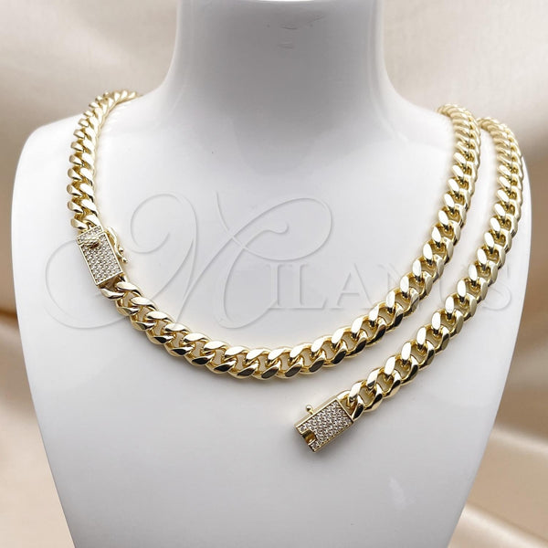 Gold Filled Bracelet — Necklace and Bracelet Miami Cuban Design with White — alternate product view — SKU 157814 | Oro Laminado brazalete — Necklace and Bracelet Miami Cuban diseño with blanco — SKU 157814
