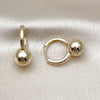 Oro Laminado Huggie Hoop, Gold Filled Style Ball Design, Polished, Golden Finish, 02.213.0794.16
