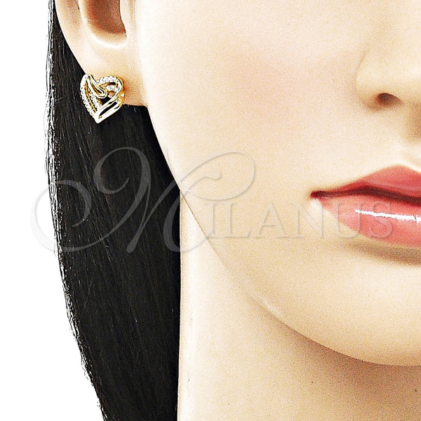 Gold Filled Ring — Stud Earring Heart Design with White Micro Pave — alternate product view — SKU 157824 | Oro Laminado anillo — Stud Earring corazón diseño with blanco Micro Pave — SKU 157824