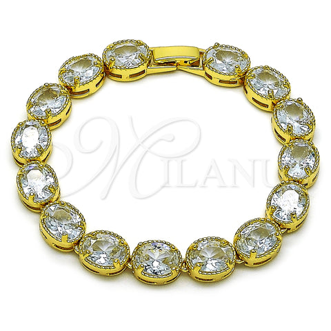 Oro Laminado Tennis Bracelet, Gold Filled Style with White Cubic Zirconia, Polished, Golden Finish, 03.424.0004.07 (09 MM Thickness, 7 Inches Length)