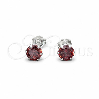 Sterling Silver Stud Earring, with Garnet Cubic Zirconia, Polished, Silver Finish, 02.392.0033 for wholesale, main product view