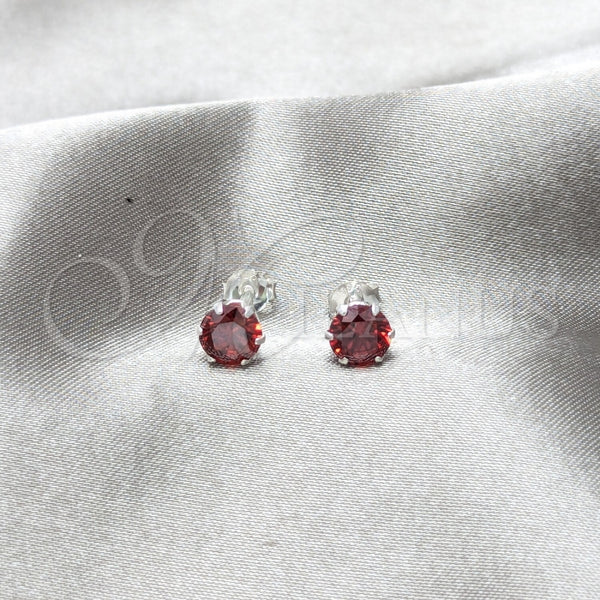 Sterling Silver Ring — Stud Earring with Garnet Cubic Zirconia Polished 02. — main product view — SKU 157860 | Plata 925 anillo — Stud Earring with Garnet Cubic Zirconia pulido 02. — SKU 157860