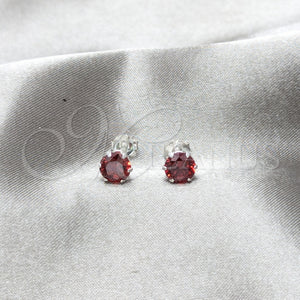 Sterling Silver Ring — Stud Earring with Garnet Cubic Zirconia Polished 02. — main product view — SKU 157860 | Plata 925 anillo — Stud Earring with Garnet Cubic Zirconia pulido 02. — SKU 157860