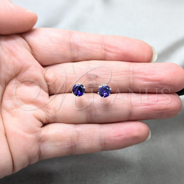 Sterling Silver Ring — Stud Earring with Amethyst Cubic Zirconia Polished 02. — alternate product view — SKU 157861 | Plata 925 anillo — Stud Earring with Amethyst Cubic Zirconia pulido 02. — SKU 157861