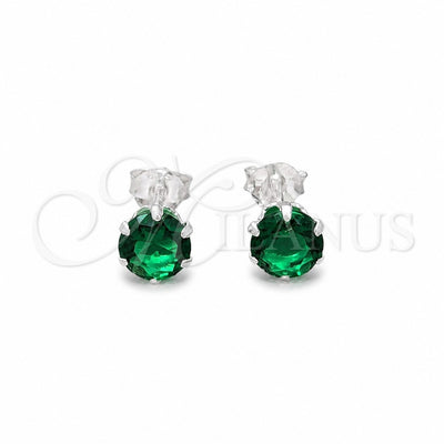 Sterling Silver Stud Earring, with Emerald Cubic Zirconia, Polished, Silver Finish, 02.392.0035 for wholesale, main product view