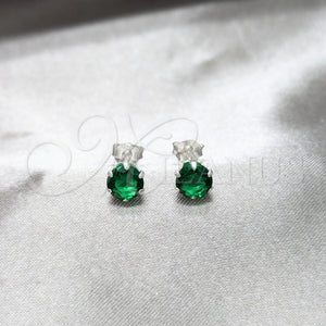 Sterling Silver Ring — Stud Earring with Emerald Cubic Zirconia Polished 02. — main product view — SKU 157862 | Plata 925 anillo — Stud Earring with Emerald Cubic Zirconia pulido 02. — SKU 157862