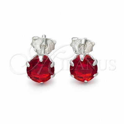 Sterling Silver Stud Earring, with Ruby Cubic Zirconia, Polished, Silver Finish, 02.392.0036 for wholesale, main product view