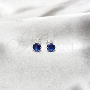 Sterling Silver Ring — Stud Earring with Sapphire Blue Cubic Zirconia Polished — main product view — SKU 157865 | Plata 925 anillo — Stud Earring with Sapphire Blue Cubic Zirconia pulido — SKU 157865