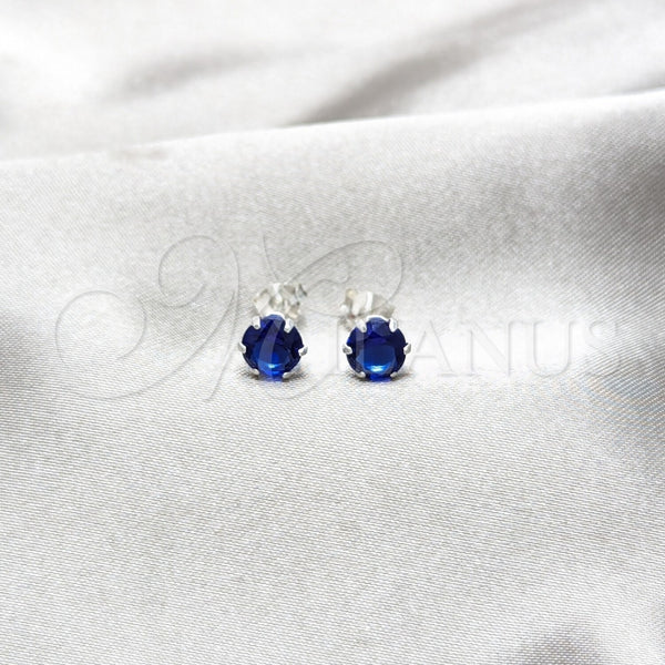 Sterling Silver Ring — Stud Earring with Sapphire Blue Cubic Zirconia Polished — main product view — SKU 157865 | Plata 925 anillo — Stud Earring with Sapphire Blue Cubic Zirconia pulido — SKU 157865