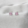 Sterling Silver Stud Earring, with Pink Cubic Zirconia, Polished, Silver Finish, 02.392.0039