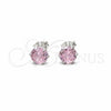 Sterling Silver Stud Earring, with Pink Cubic Zirconia, Polished, Silver Finish, 02.392.0039