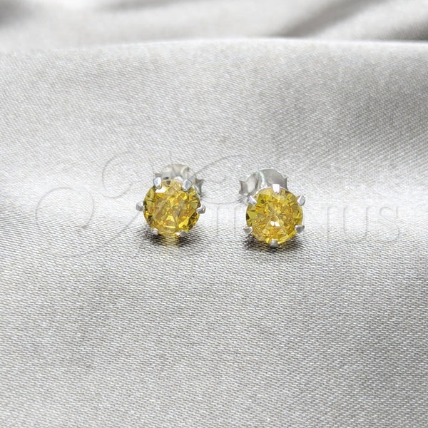 Sterling Silver Ring — Stud Earring with Yellow Cubic Zirconia Polished 02. — alternate product view — SKU 157867 | Plata 925 anillo — Stud Earring with Yellow Cubic Zirconia pulido 02. — SKU 157867