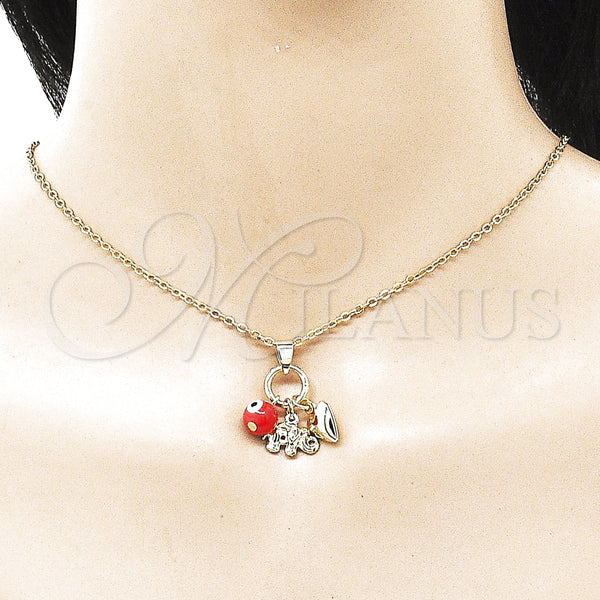 Gold Filled Pendant — Religious Pendant Evil Eye and Heart Design with — alternate product view — SKU 157876 | Oro Laminado dije — Religious Pendant Evil Eye and corazón diseño with — SKU 157876