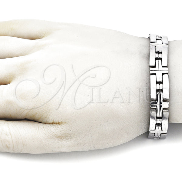 Stainless Steel Bracelet — Solid Bracelet Cross Design Polished 03. 12 MM — alternate product view — SKU 157878 | Acero Inoxidable brazalete — sólido Bracelet cruz diseño pulido 03. 12 MM — SKU 157878