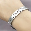 Stainless Steel Solid Bracelet, Cross Design, Polished, Steel Finish, 03.114.0229.4.09 (12 MM Thickness, 9 Inches Length)
