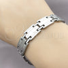 Stainless Steel Solid Bracelet, Polished, Steel Finish, 03.114.0382.5.08 (13 MM Thickness, 8 Inches Length)