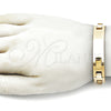 Stainless Steel Solid Bracelet, Polished, Golden Finish, 03.114.0225.3.08 (12 MM Thickness, 8 Inches Length)