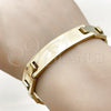 Stainless Steel Solid Bracelet, Polished, Golden Finish, 03.114.0225.3.08 (12 MM Thickness, 8 Inches Length)