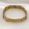 Stainless Steel Solid Bracelet, Polished, Golden Finish, 03.114.0225.3.08 (12 MM Thickness, 8 Inches Length)
