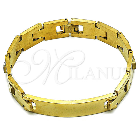 Stainless Steel Solid Bracelet, Polished, Golden Finish, 03.114.0225.3.08 (12 MM Thickness, 8 Inches Length)